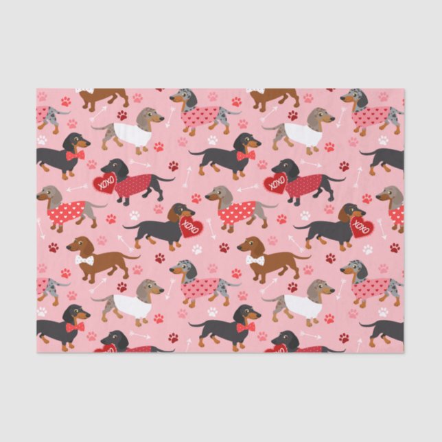 Valentine Dachshund Tissue Paper (Front)