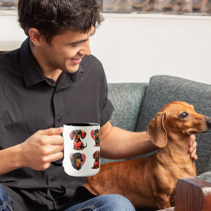 Valentine Dachshund Watercolor dog hearts Mug