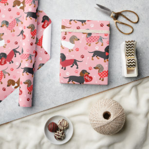 Valentine Dachshund Wrapping Paper