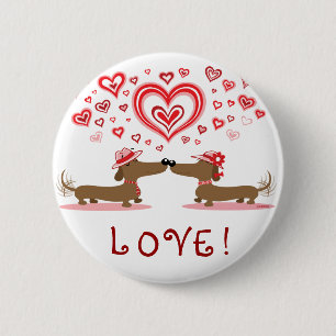 Valentine Dachshunds 6 Cm Round Badge