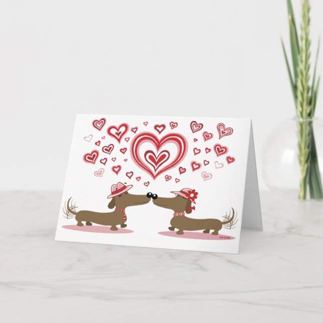 Valentine Dachshunds - Customised Holiday Card (Front)