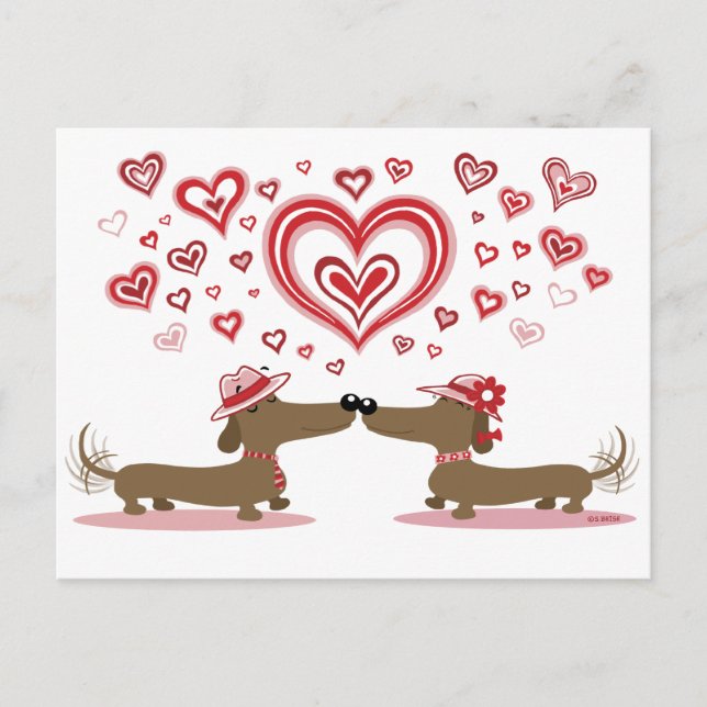 Valentine Dachshunds Holiday Postcard (Front)