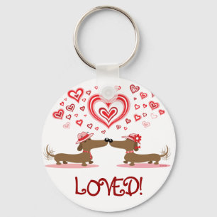 Valentine Dachshunds Key Ring