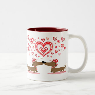 Valentine Dachshunds Two-Tone Coffee Mug