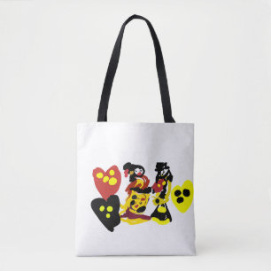 Valentine dance yellow and red fluffy tote bag