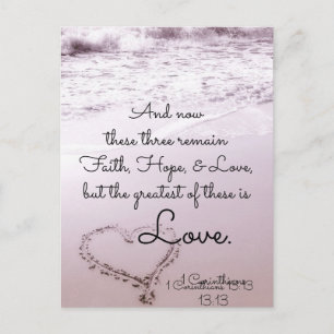 Valentine' Day 1 Corinthians 13:13 Ocean Beach Postcard