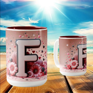 Valentine Day 3D A to Z Alphabet Coffee Mug