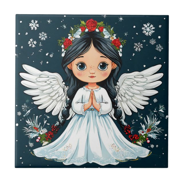 Valentine day angel ceramic tile (Front)