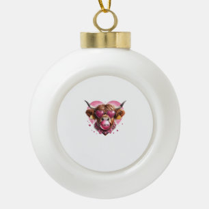 Valentine Day Animal Highland Cow Bubble Gum Farm Ceramic Ball Christmas Ornament
