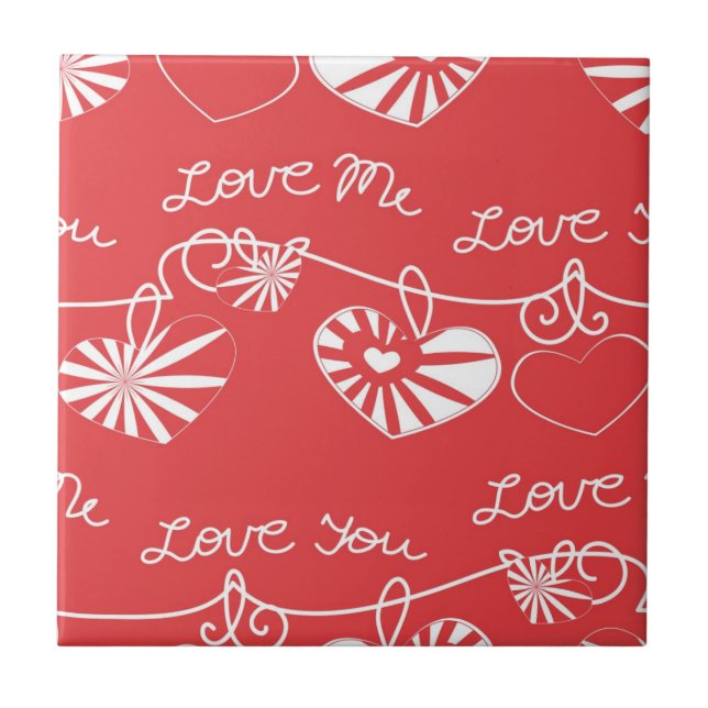 Valentine Day Background Ceramic Tile (Front)