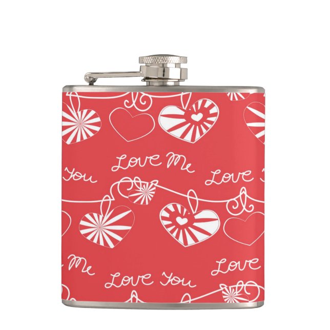 Valentine Day Background Hip Flask (Front)
