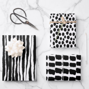 valentine day black and white print style modern wrapping paper sheet