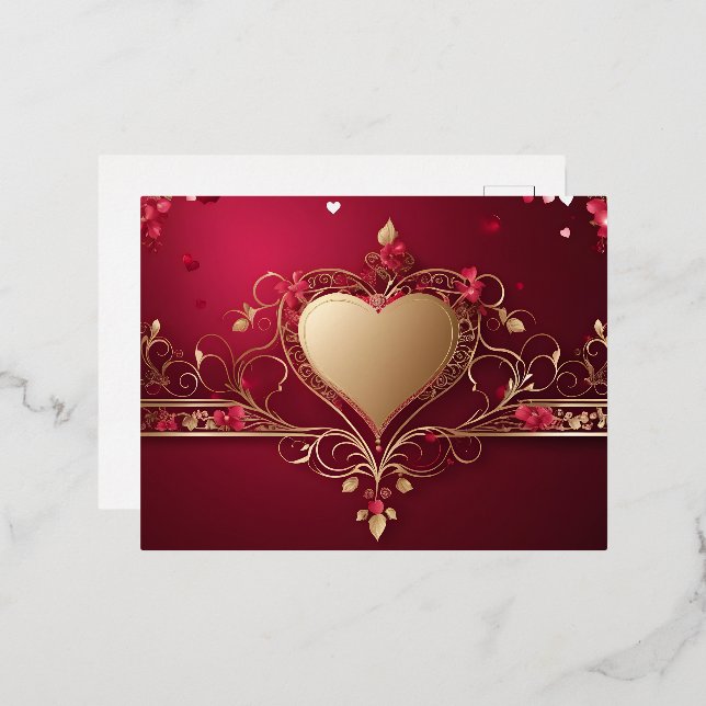 Valentine day design foil holiday postcard (Front/Back)