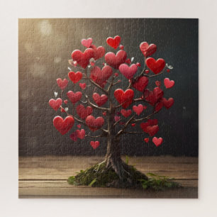 Valentine day design, Heart on trees Jigsaw Puzzle