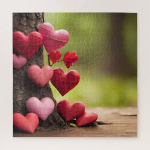 Valentine day design, Heart on trees Jigsaw Puzzle