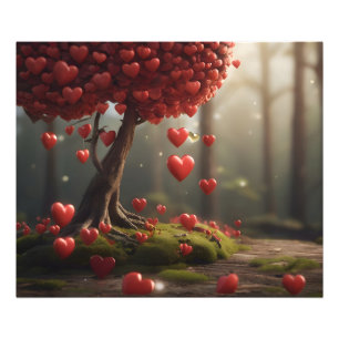 Valentine day design, Heart on trees Photo Print