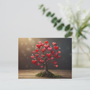 Valentine day design, Heart on trees Postcard