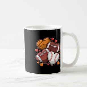 Valentine Day Football Basketball Baseball Red Hea Coffee Mug