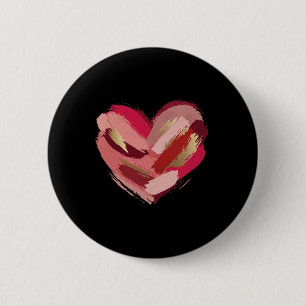Valentine Day Heart Brushstroke 6 Cm Round Badge