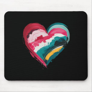Valentine Day Heart Brushstroke Retro Valentine Ar Mouse Pad