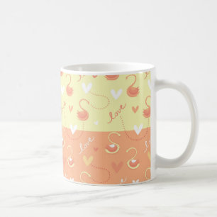 Valentine Day Heart Love Written in Yellow Orange Coffee Mug