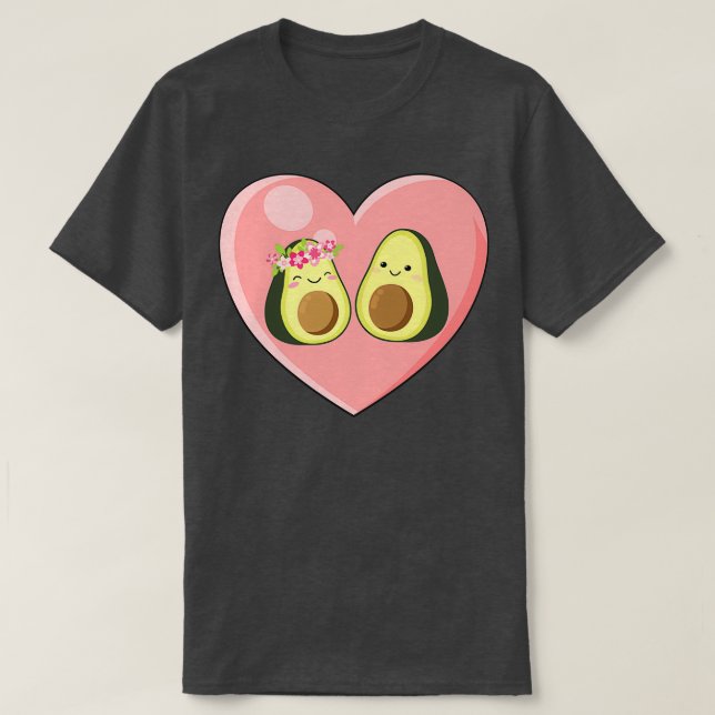 Valentine Day Love Cute Avocado Couple Hug T-Shirt (Design Front)