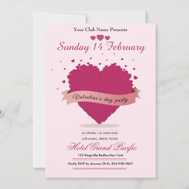 Valentine day party invitation card (Front)
