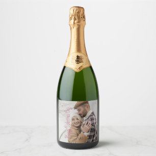 Valentine Day Personalized Photo Sparkling Wine Label