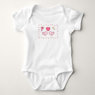 Valentine Day Sticker Pack with Cute Pink Lovebird Baby Bodysuit