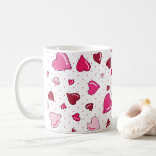 Valentine Day Sweetheart Red Pink Hearts Polka Dot Coffee Mug