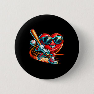 Valentine Days Baseball Heart Funny Gifts For Him 6 Cm Round Badge