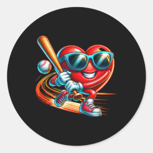 Valentine Days Baseball Heart Funny Gifts For Him Classic Round Sticker