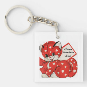 Valentine Day's Cute Kitten Key Ring