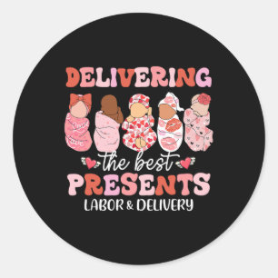 Valentine Delivering The Best Presents Labor Deliv Classic Round Sticker