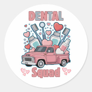 Valentine Dental Squad Cute Tooth Team Classic Round Sticker