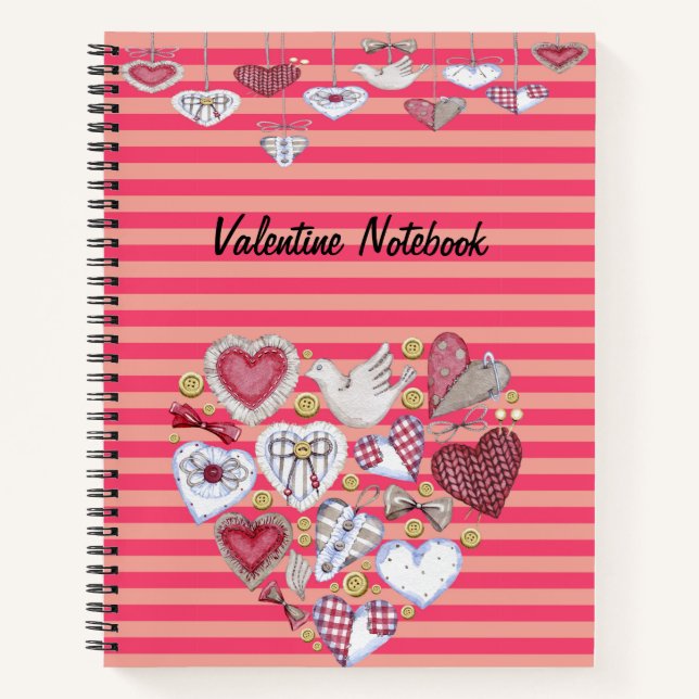Valentine Design with Hearts in Heart Shape Notebook (Front)