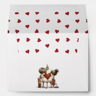 Valentine Design with Painting Sweethearts Envelope
