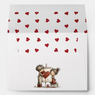 Valentine Design with Painting Sweethearts  Envelope