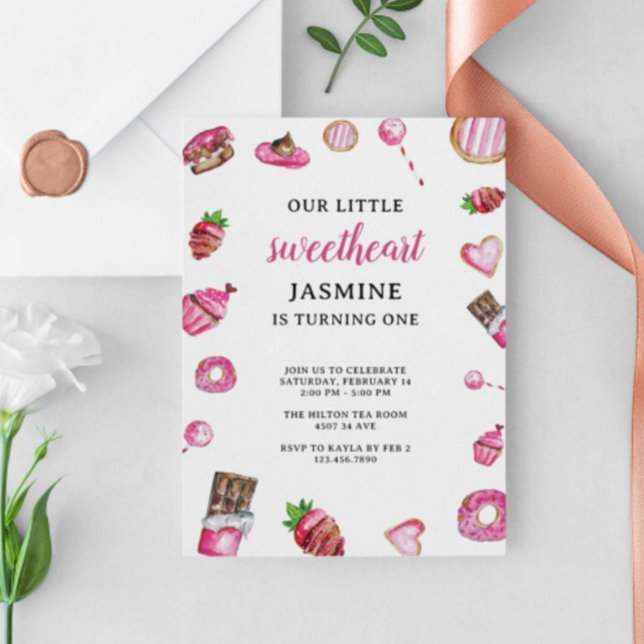 Valentine Desserts Little Sweetheart Birthday Cute Invitation (Creator Uploaded)
