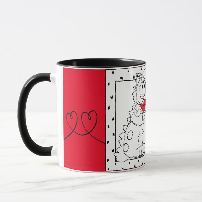 Valentine Dino Love Combo White Mug (Left)