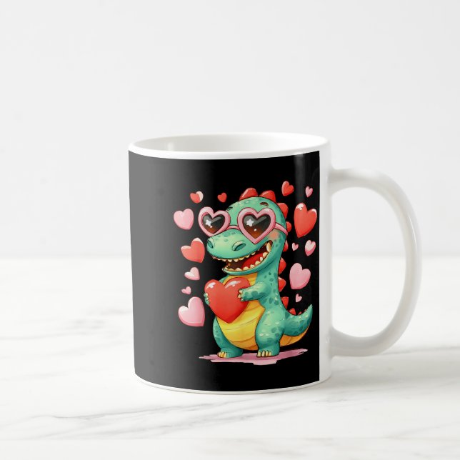 Valentine Dinosaur Trex Holding Heart Girl Sunl Bo Coffee Mug (Right)
