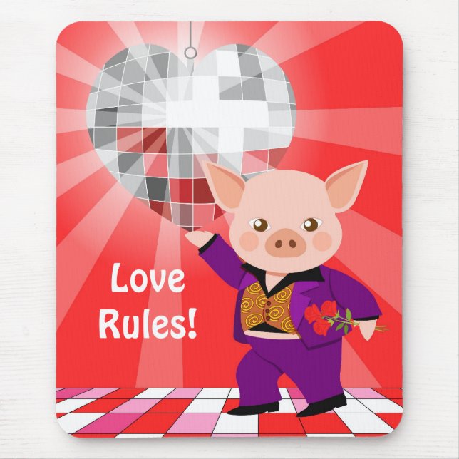 Valentine disco pig mouse pad (Front)