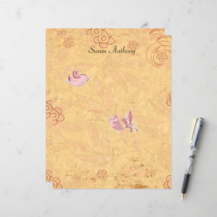 Valentine Distressed Cute Birds Stationary Paper