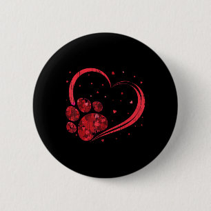 Valentine Dog & Cat Paw Shirt Valentines Day C 6 Cm Round Badge