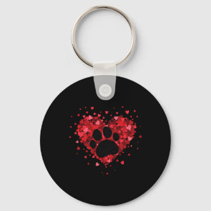 Valentine Dog And Cat Paw Shirt Valentines Day Cat Key Ring