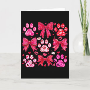Valentine Dog Paw Pink Coquette Bow Pet Mum Girl W Card
