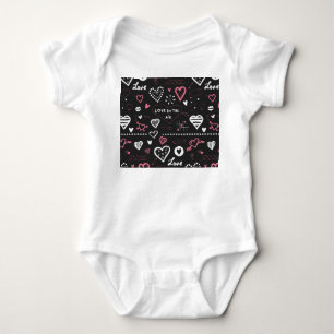Valentine Doodle Heart Vintage Baby Bodysuit