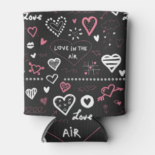 Valentine Doodle Heart Vintage Can Cooler