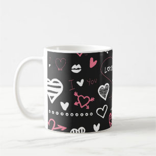 Valentine Doodle Heart Vintage Coffee Mug