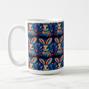 Valentine Dream Hearts: Rainbow Doodle Bunny Coffee Mug
